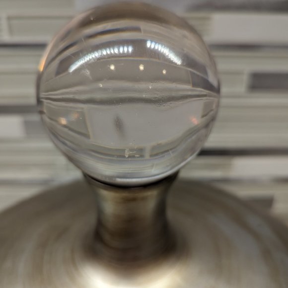 Carolyn Kinder Mid Century Brushed Aluminum vase with clear Ball 10"x 11" - Picture 3 of 14